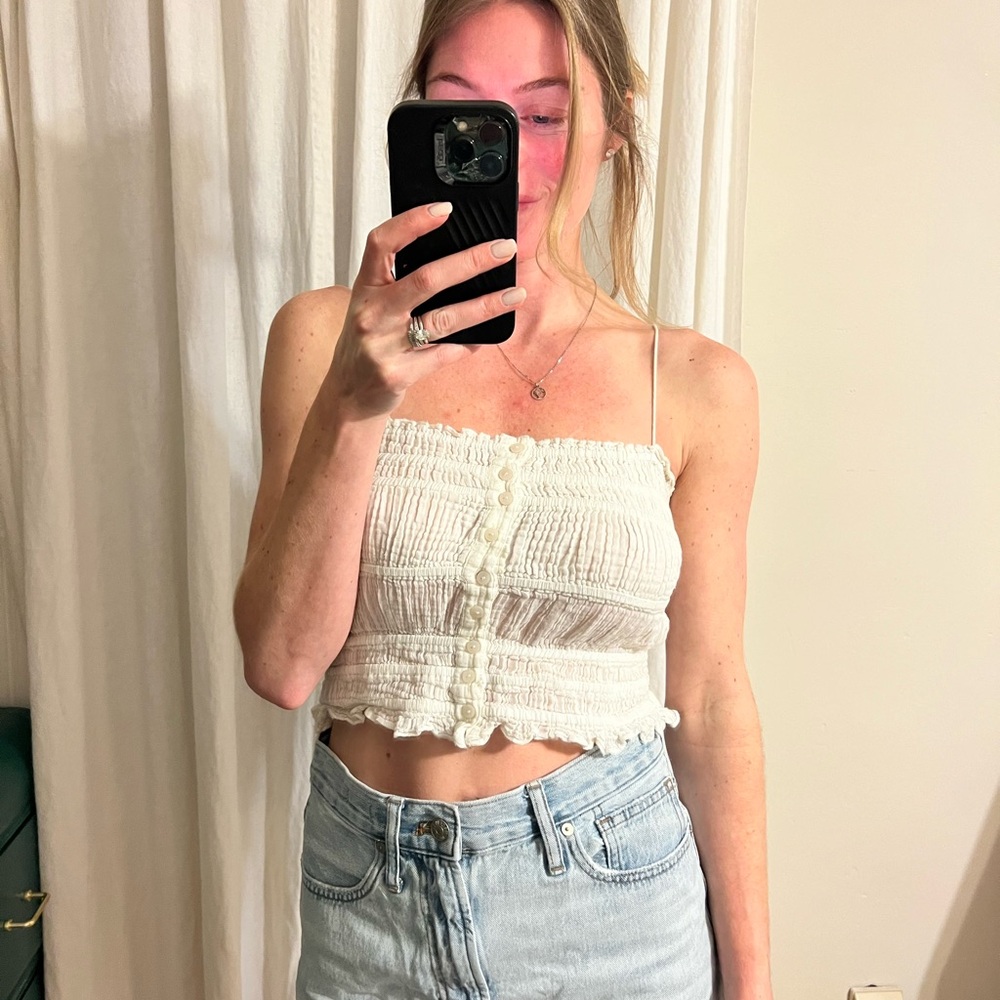 Beachy White Smocked Tank Top